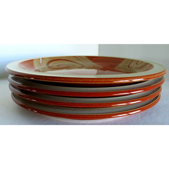 Denby Fire Chili 8.75" Lunch Salad Plates England Set Of 5 - Picture 2 of 6